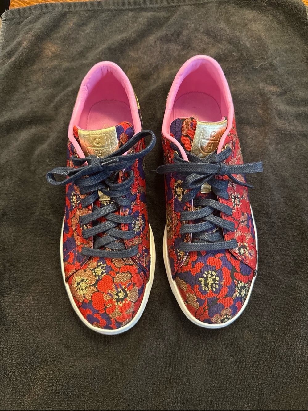 COLE HAAN GRAND PRO GRAND O.S RED PURPLE GOLD FASHION SNEAKERS WOMEN'S 7.5 EUC